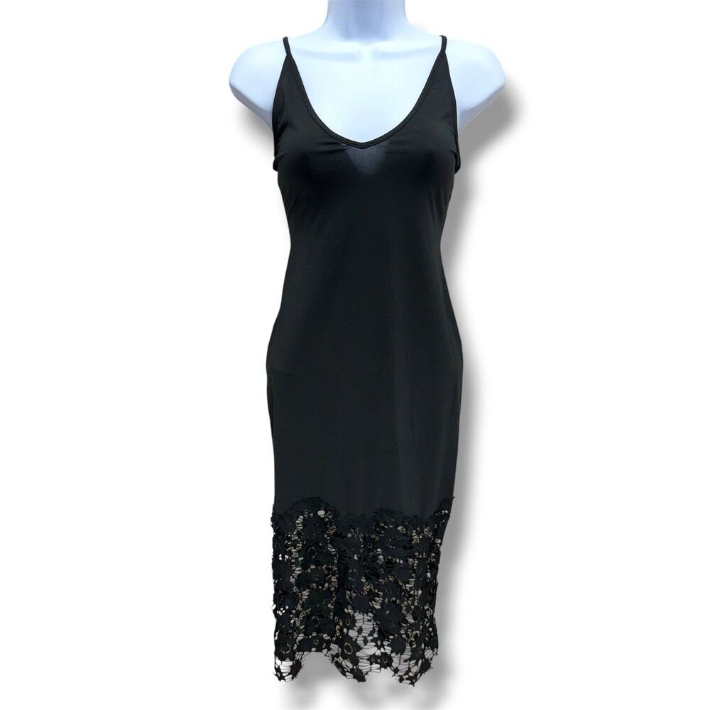 Intimately Free People Black Slip Dress Size XS Slinky Lace Bottom Sexy Evening - Picture 2 of 9